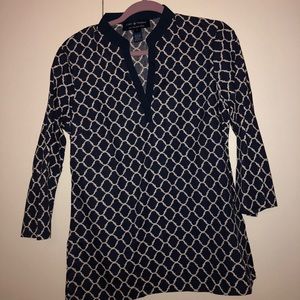 Blue and white cape madras tunic